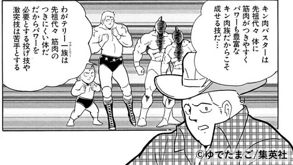 筋肉がつきづらいというテリー一族を説明した資料。憧れと劣等感を象徴する一枚。